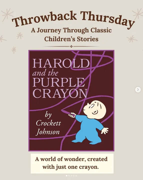 “Throwback Thursday” cover slide featuring Harold and the Purple Crayon by Crockett Johnson.
